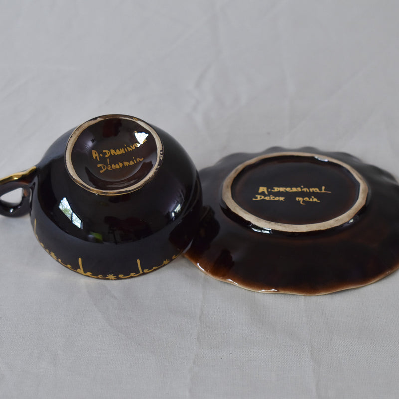 ア.ドラサンヴァル A.Dressinval コーヒーカップ＆ソーサー ブラウン