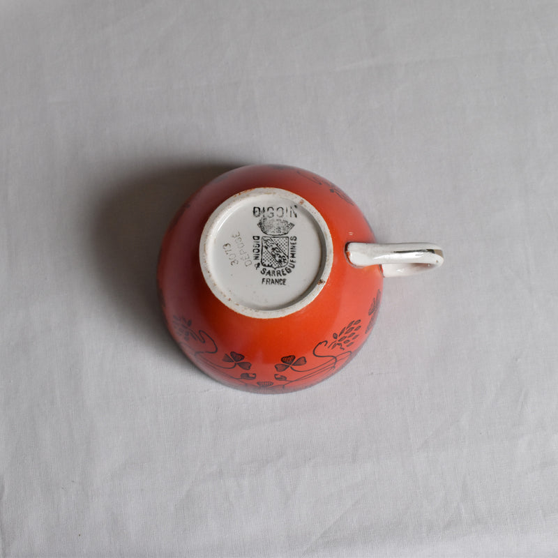 Antique Cup & Saucer, Sarreguemines, Trefle B