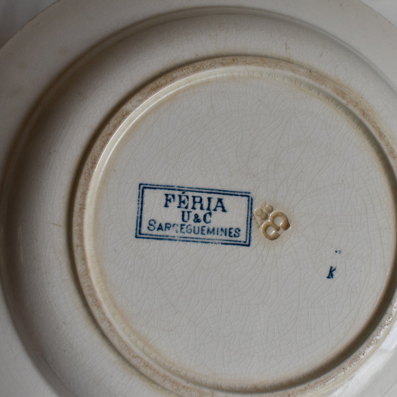 Antique Deep Plate U&C Sarreguemines Feria A