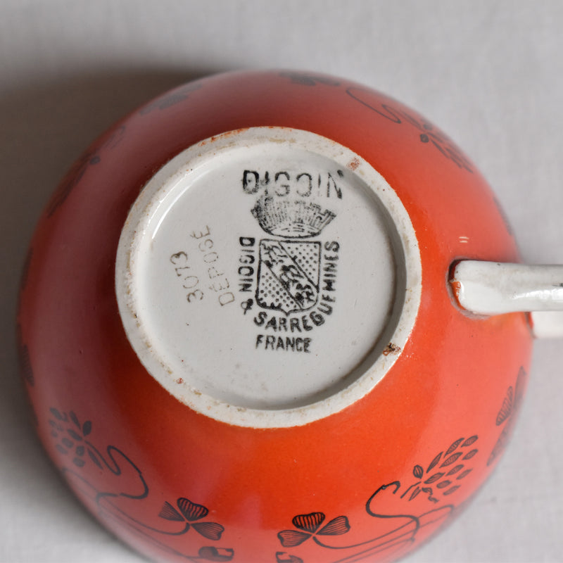 Antique Cup & Saucer, Sarreguemines, Trefle B