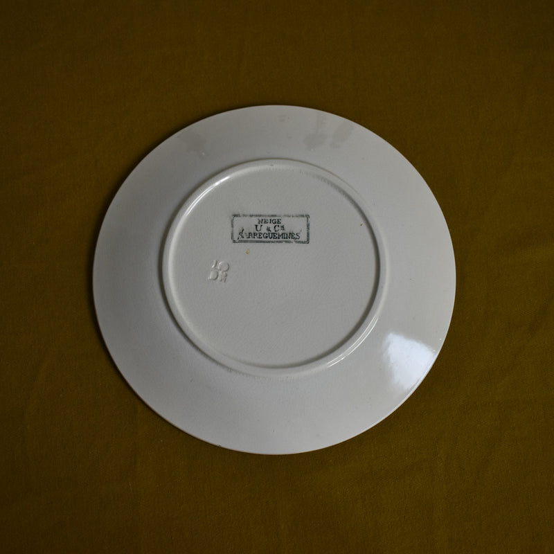 Antique Dessert Plate, Sarreguemines, Neige (Snow), D