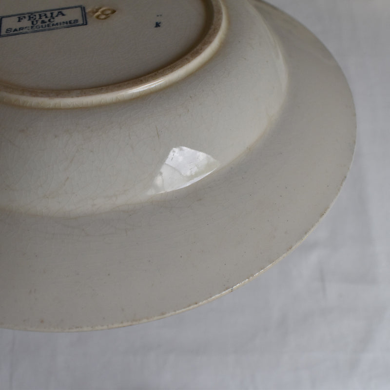 Antique Deep Plate U&C Sarreguemines Feria A