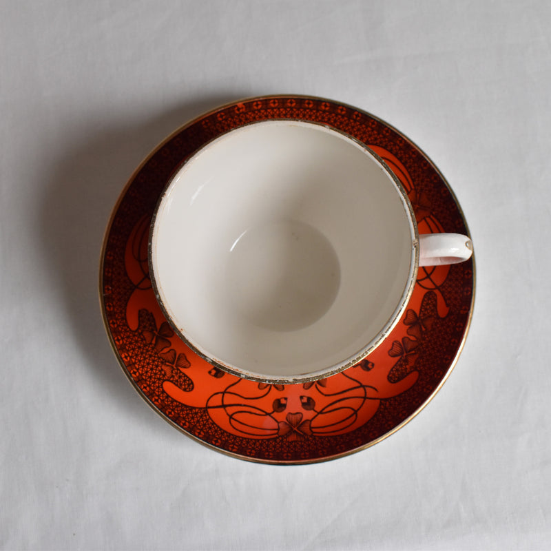 Antique Cup & Saucer Sarreguemines Trefle A