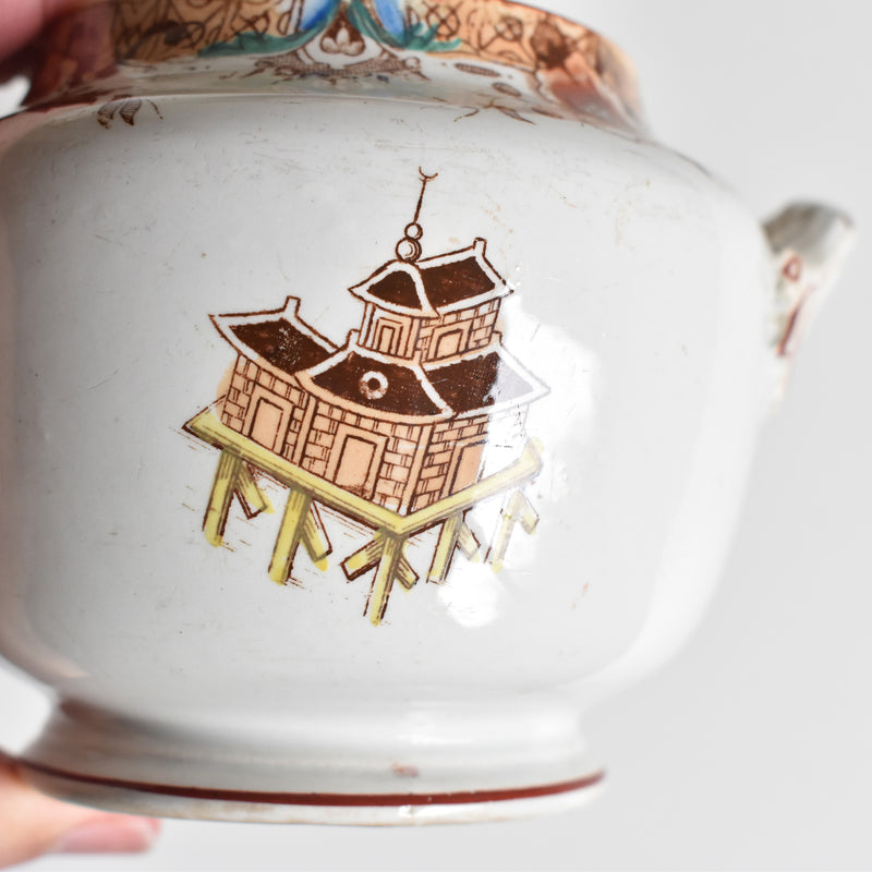 Antique sugar pot Sarreguemines Kyoto