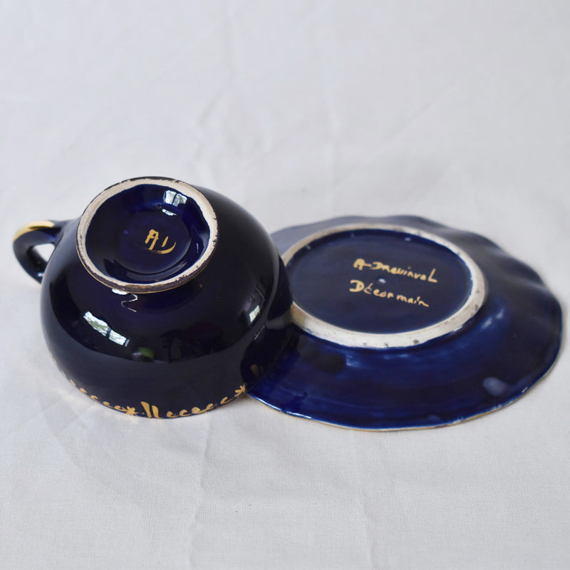 ア.ドラサンヴァル A.Dressinval コーヒーカップ＆ソーサー ダークブルー