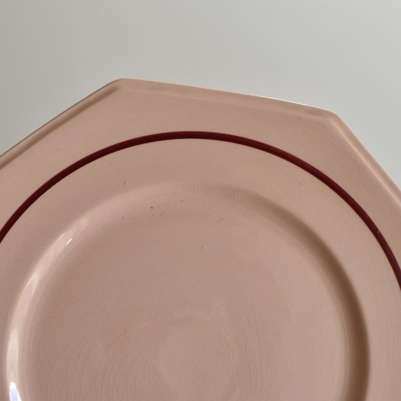 Vintage Dessert Plate Longwy Octogonale Rose (cercle) A