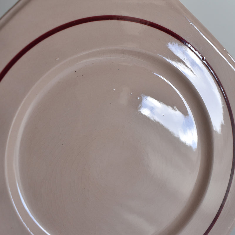 Vintage Dessert Plate Longwy Octogonale Rose (cercle) A