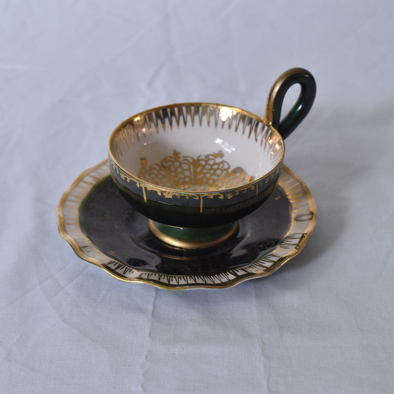 ア.ドラサンヴァル A.Dressinval コーヒーカップ＆ソーサー ダークグリーン