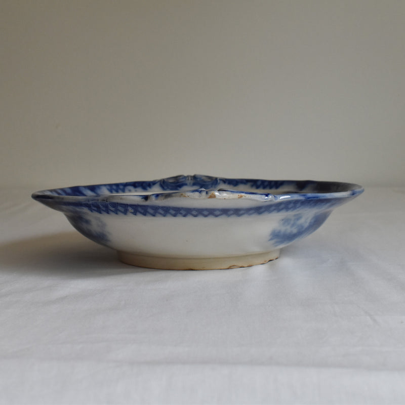 Antique Deep Plate, U&C Sarreguemines Jardiniere Blue