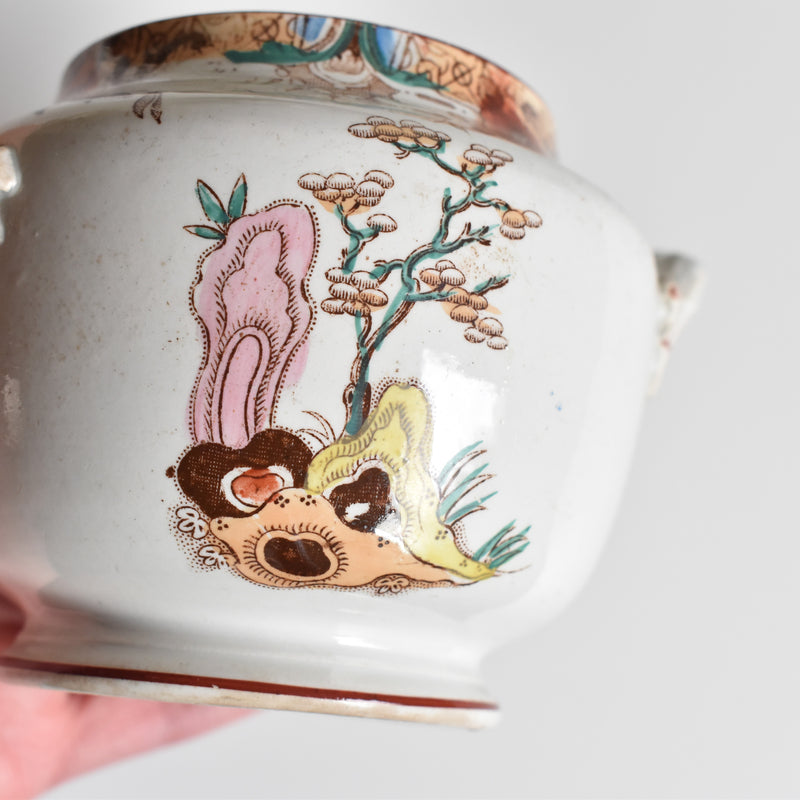 Antique sugar pot Sarreguemines Kyoto