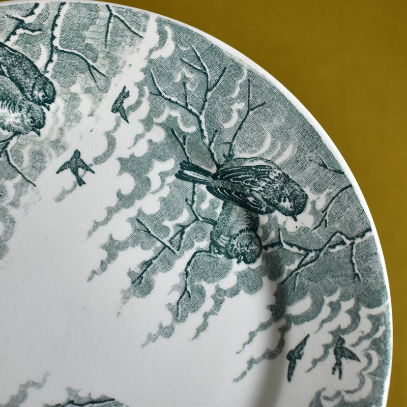 Antique dessert plate Sarreguemines Neige (Snow) E