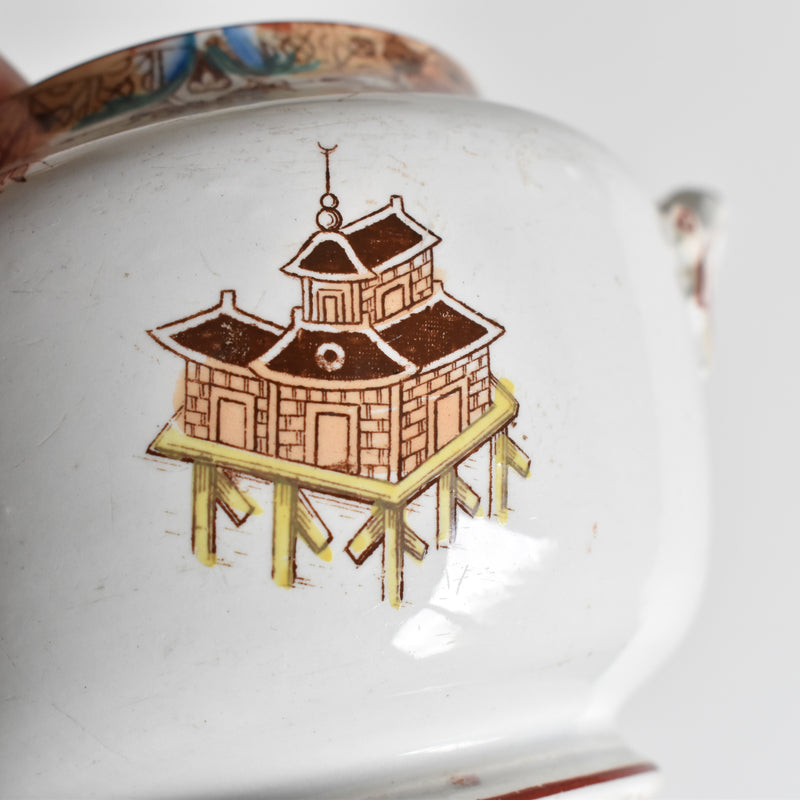 Antique sugar pot Sarreguemines Kyoto