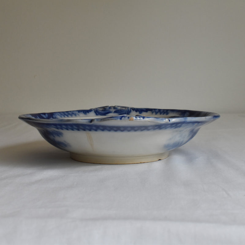 Antique Deep Plate, U&C Sarreguemines Jardiniere Blue