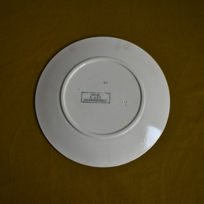 Antique Dessert Plate - Sarreguemines "Neige" (Snow) F