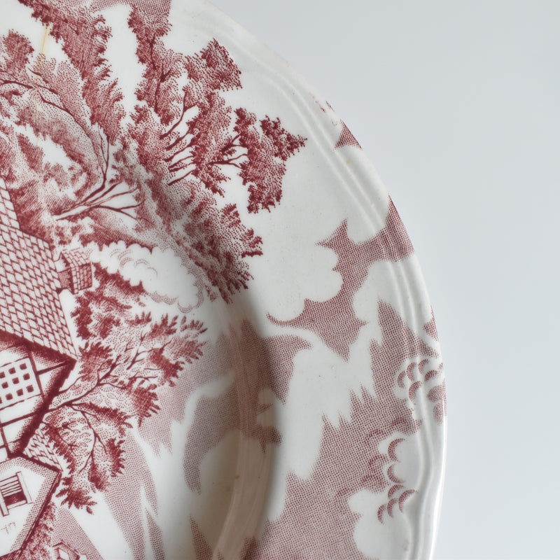 Vintage Deep Plate English Style Rouge H