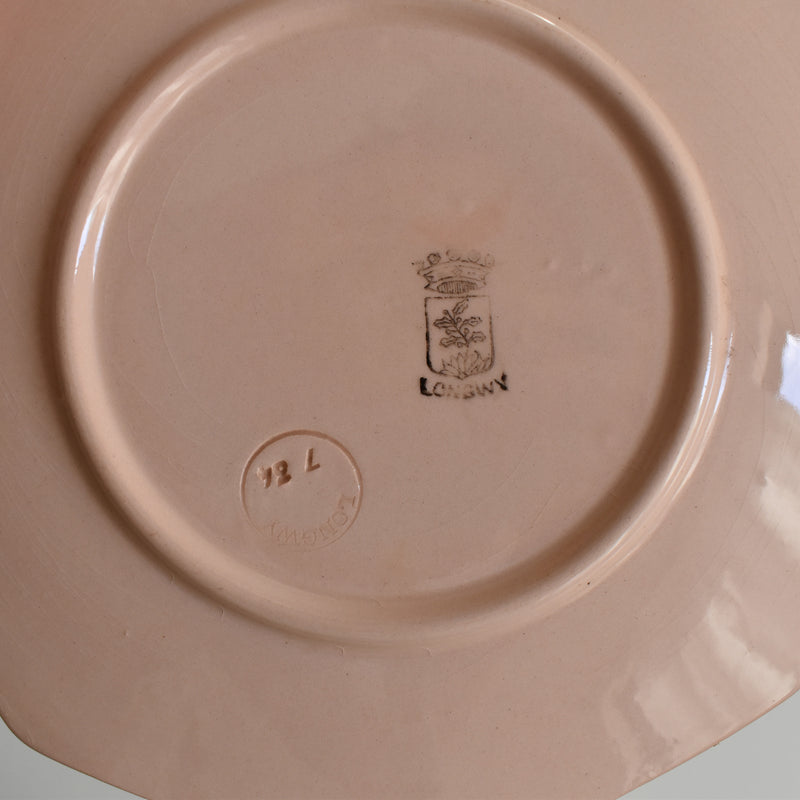 Vintage Dessert Plate, Longwy Octogonale Rose (cercle) C