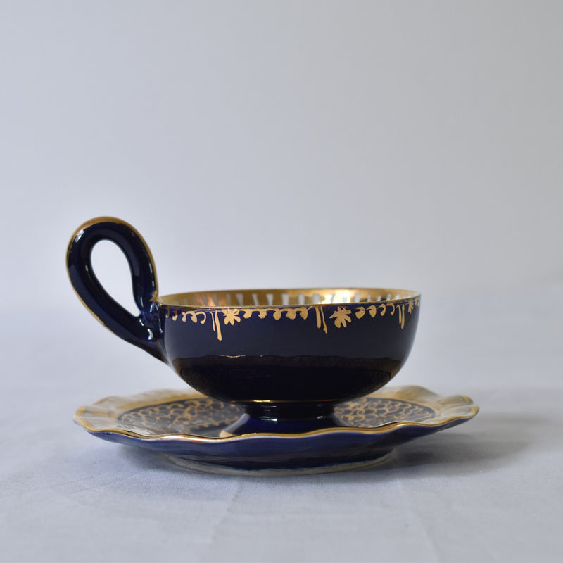 ア.ドラサンヴァル A.Dressinval コーヒーカップ＆ソーサー ダークブルー