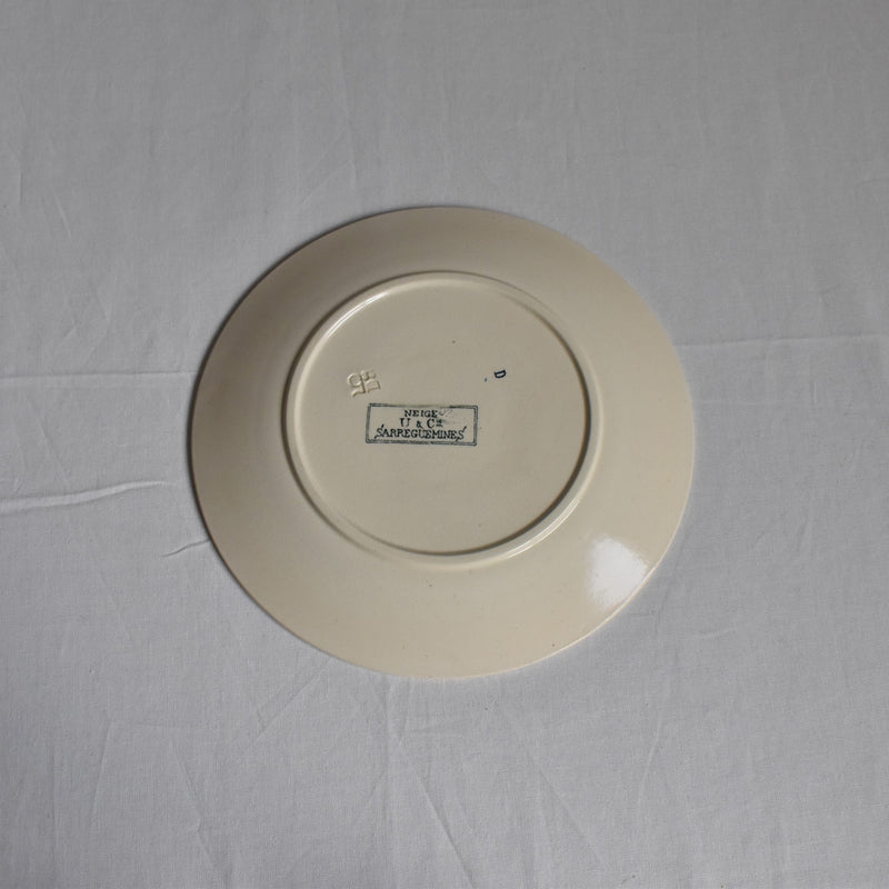 Antique Dessert Plate, Sarreguemines "Neige" (Snow) G