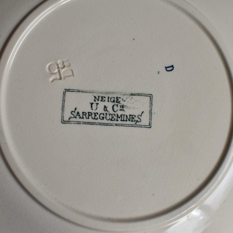 Antique Dessert Plate, Sarreguemines "Neige" (Snow) G