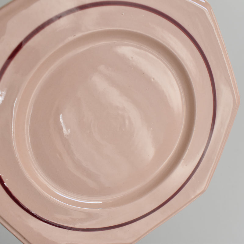 Vintage Dessert Plate, Longwy Octogonale Rose (cercle) C