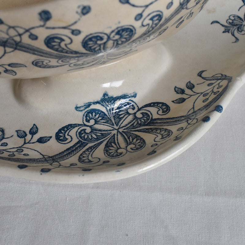 Antique Sauce Boat FL (Faience de Lyon) Joconde