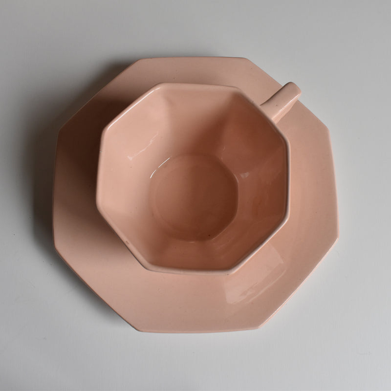 Vintage Chocolate Cup & Saucer "Ron Ui" Pink