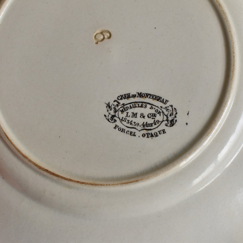 Antique Dessert Plate, Creil-Montereau, Relief Rim