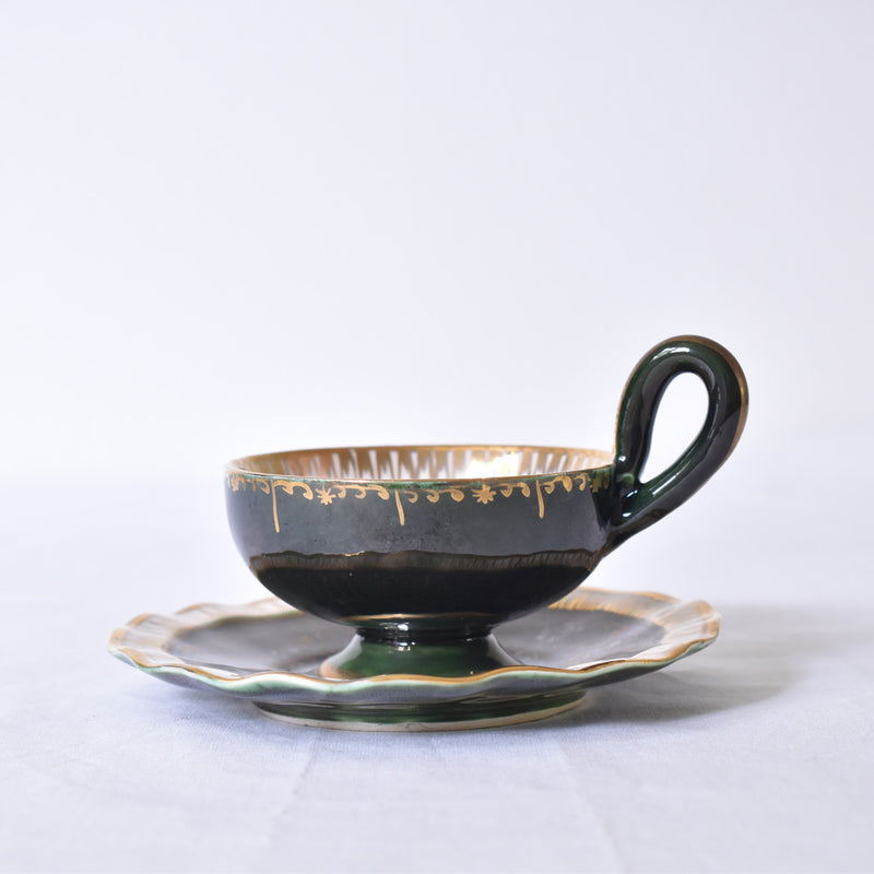 ア.ドラサンヴァル A.Dressinval コーヒーカップ＆ソーサー ダークグリーン