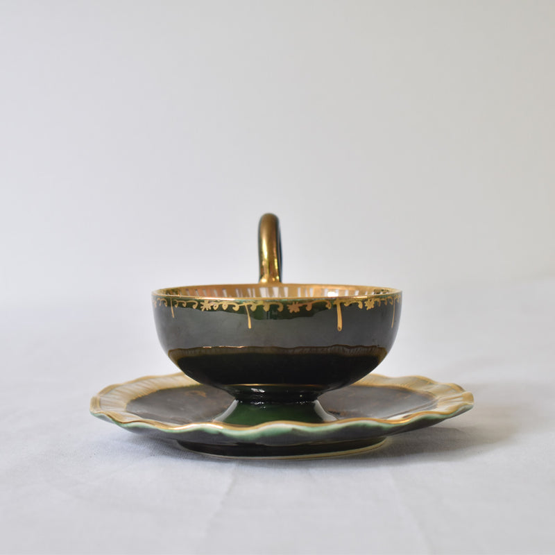 ア.ドラサンヴァル A.Dressinval コーヒーカップ＆ソーサー ダークグリーン