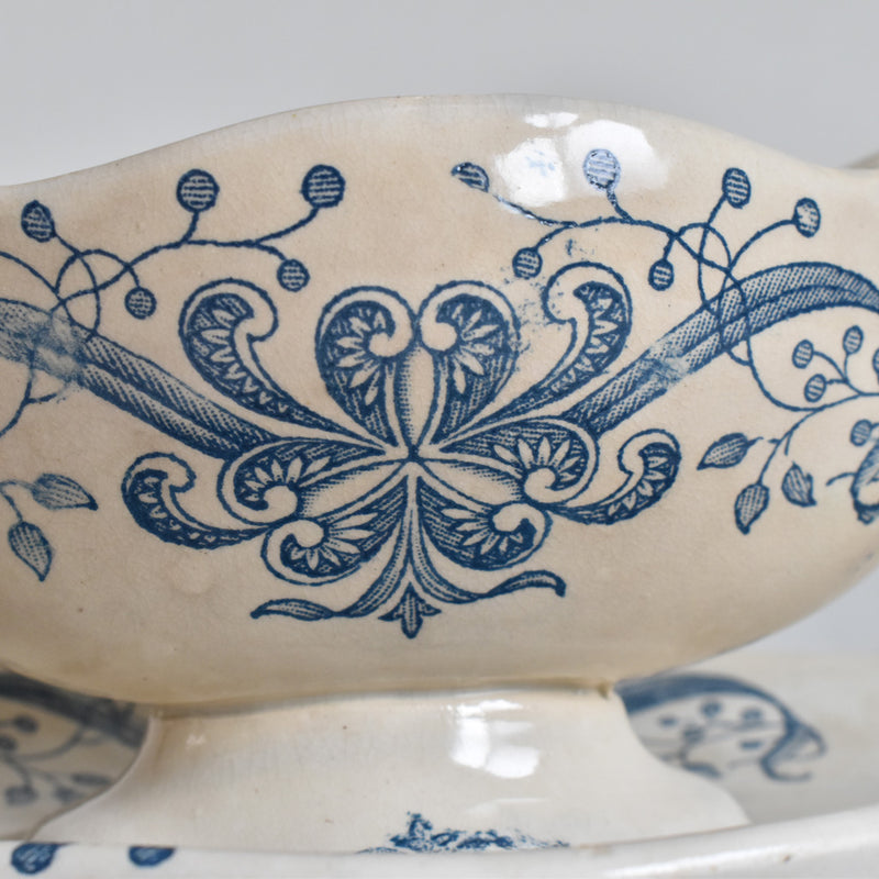 Antique Sauce Boat FL (Faience de Lyon) Joconde