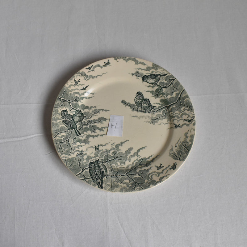 Antique dessert plate, Sarreguemines, Neige (Snow), H