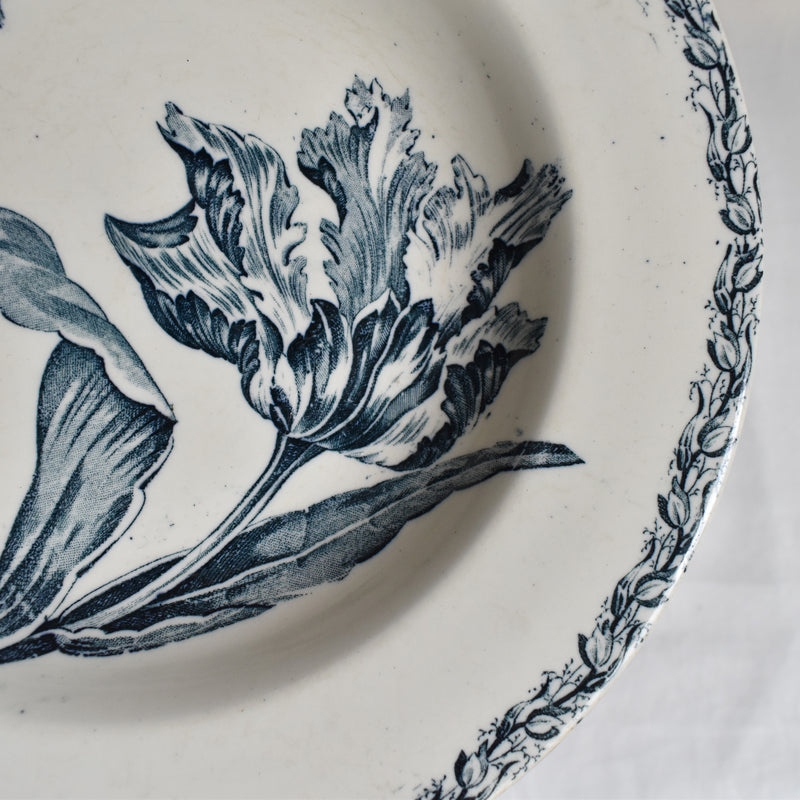 Antique Deep Plate, K&G Luneville, Tulipes A