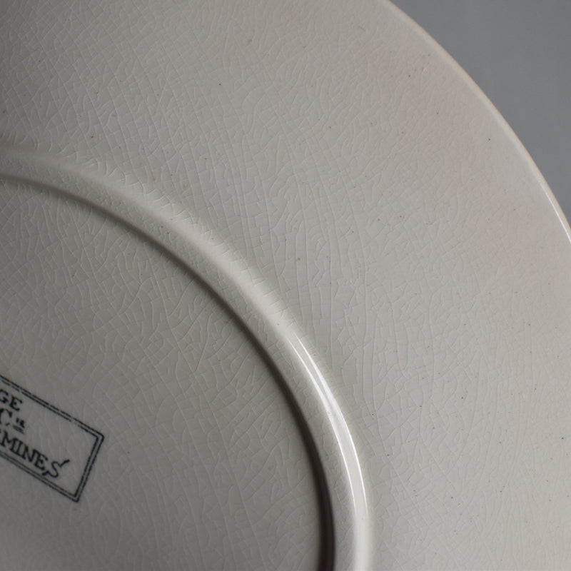Antique dessert plate, Sarreguemines, Neige (Snow), H