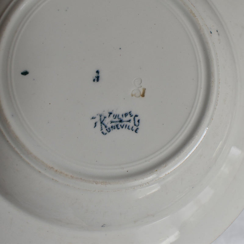 Antique deep plate K&G Luneville Tulipes B