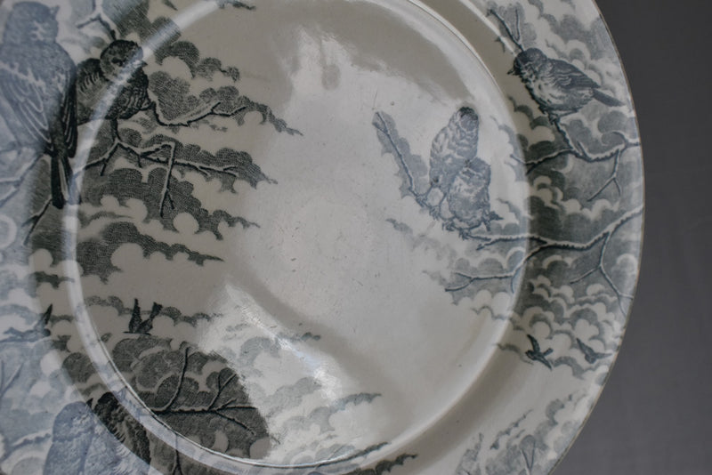 Antique dessert plate, Sarreguemines, Neige (Snow), H
