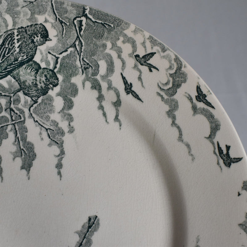 Antique dessert plate, Sarreguemines, Neige (Snow), H