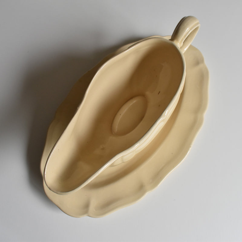 Vintage Sauce Boat Digoin & Sarreguemines Scalloped Rim
