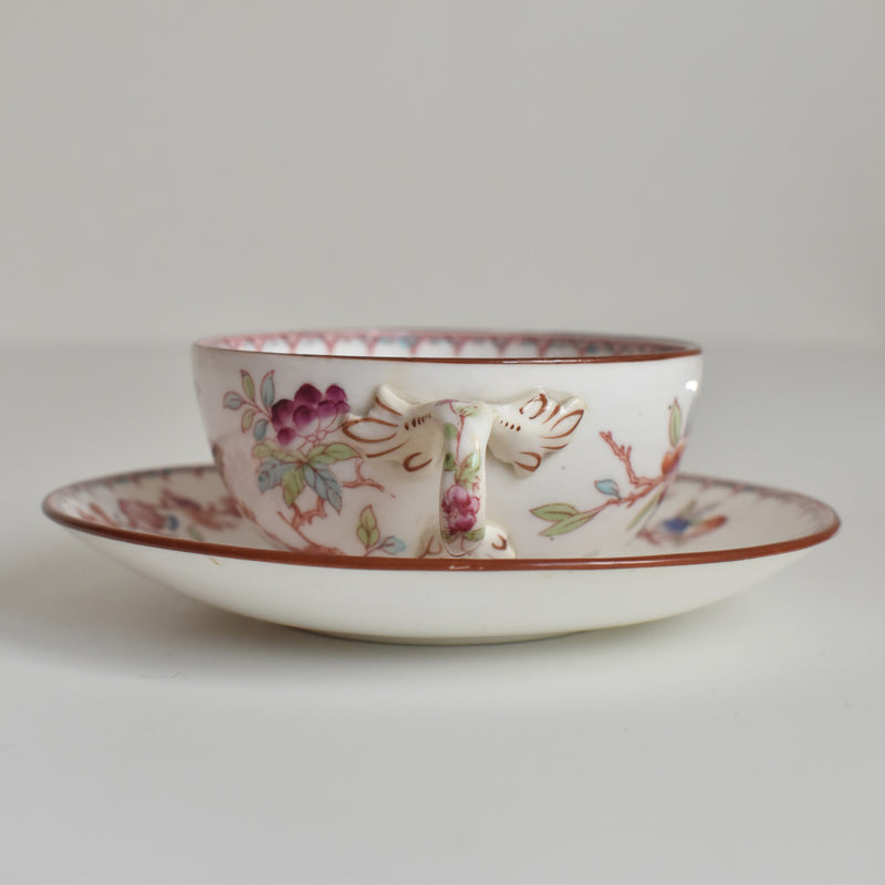 Antique Cup & Saucer: Sarreguemines, Minton 252 D