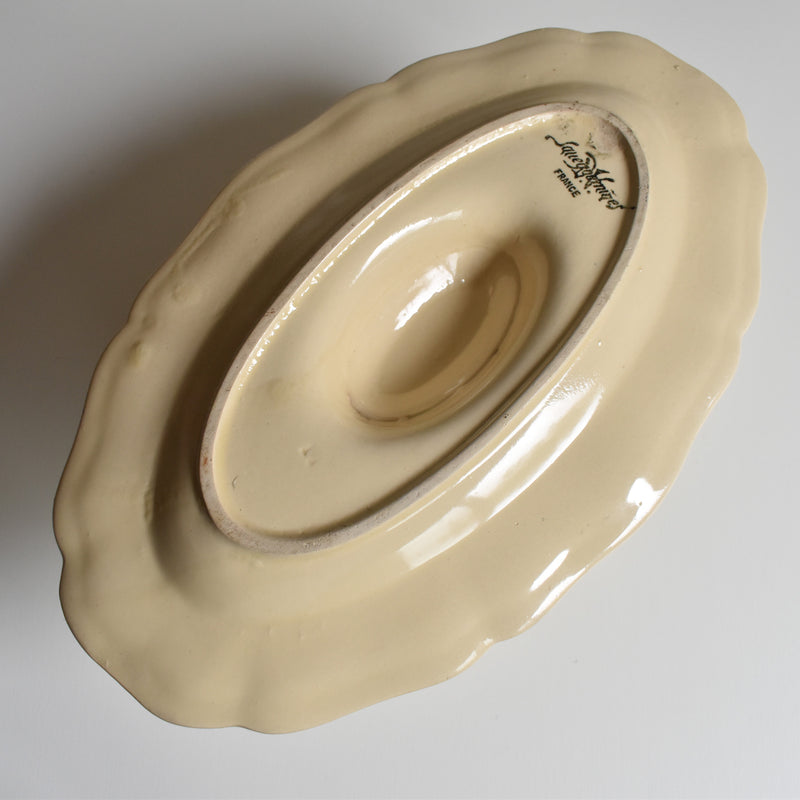 Vintage Sauce Boat Digoin & Sarreguemines Scalloped Rim