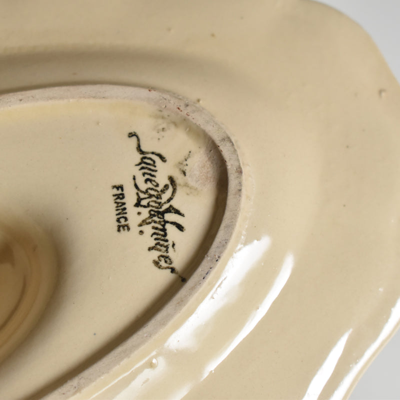 Vintage Sauce Boat Digoin & Sarreguemines Scalloped Rim