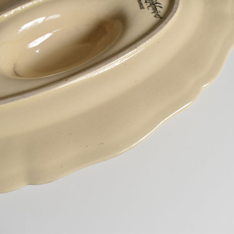 Vintage Sauce Boat Digoin & Sarreguemines Scalloped Rim