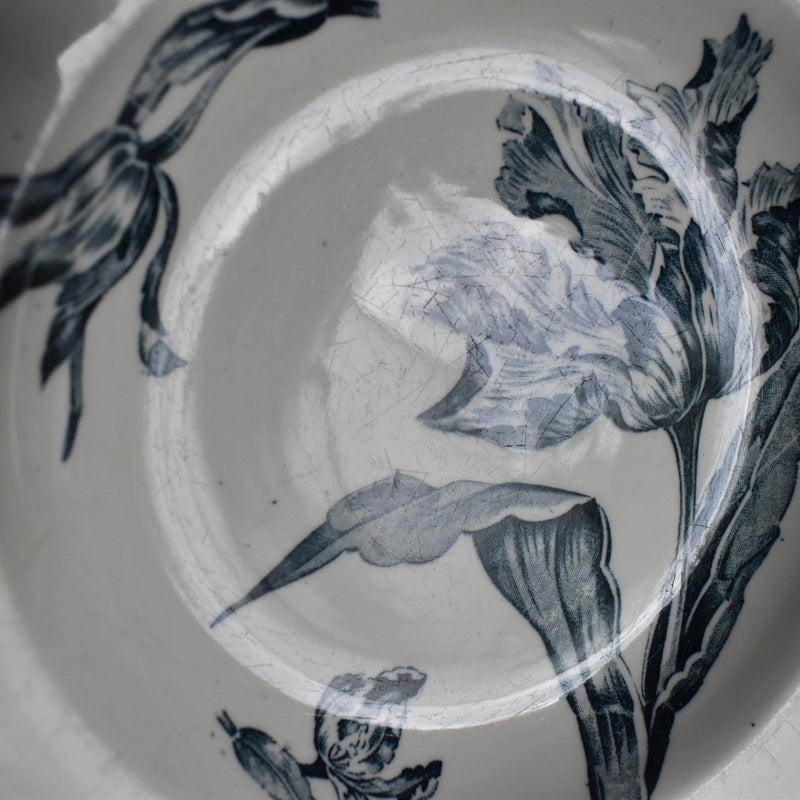 Antique deep plate K&G Luneville Tulipes B