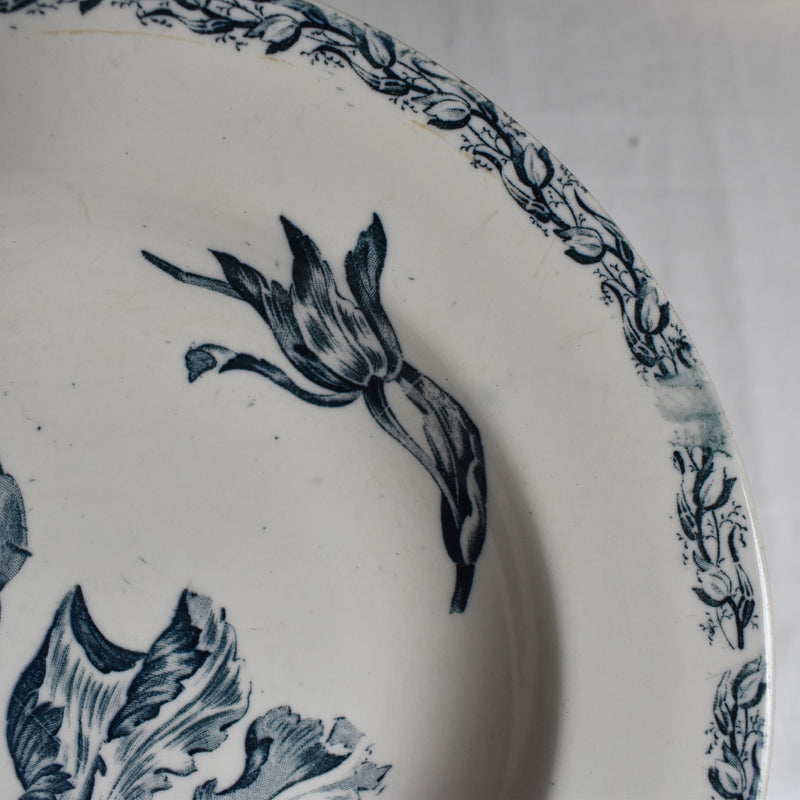 Antique deep plate K&G Luneville Tulipes B