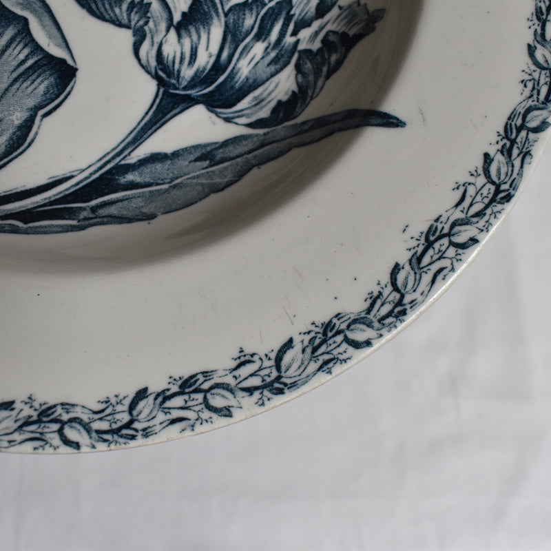 Antique deep plate K&G Luneville Tulipes B