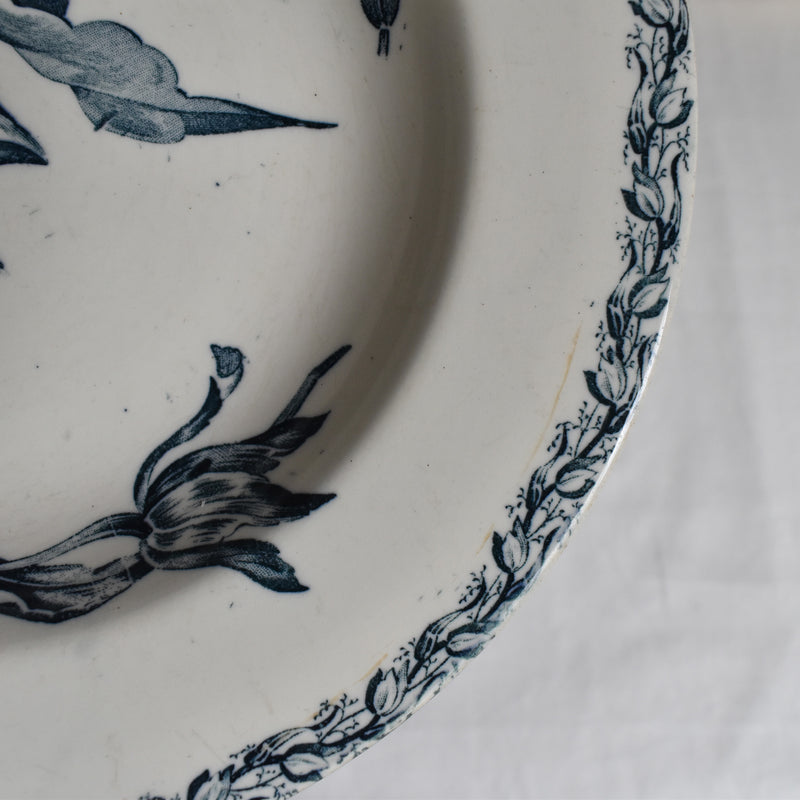 Antique deep plate K&G Luneville Tulipes B