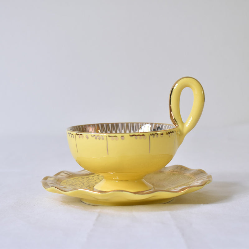ア.ドラサンヴァル A.Dressinval コーヒーカップ＆ソーサー イェロー B