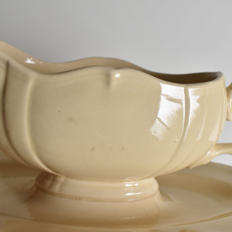 Vintage Sauce Boat Digoin & Sarreguemines Scalloped Rim