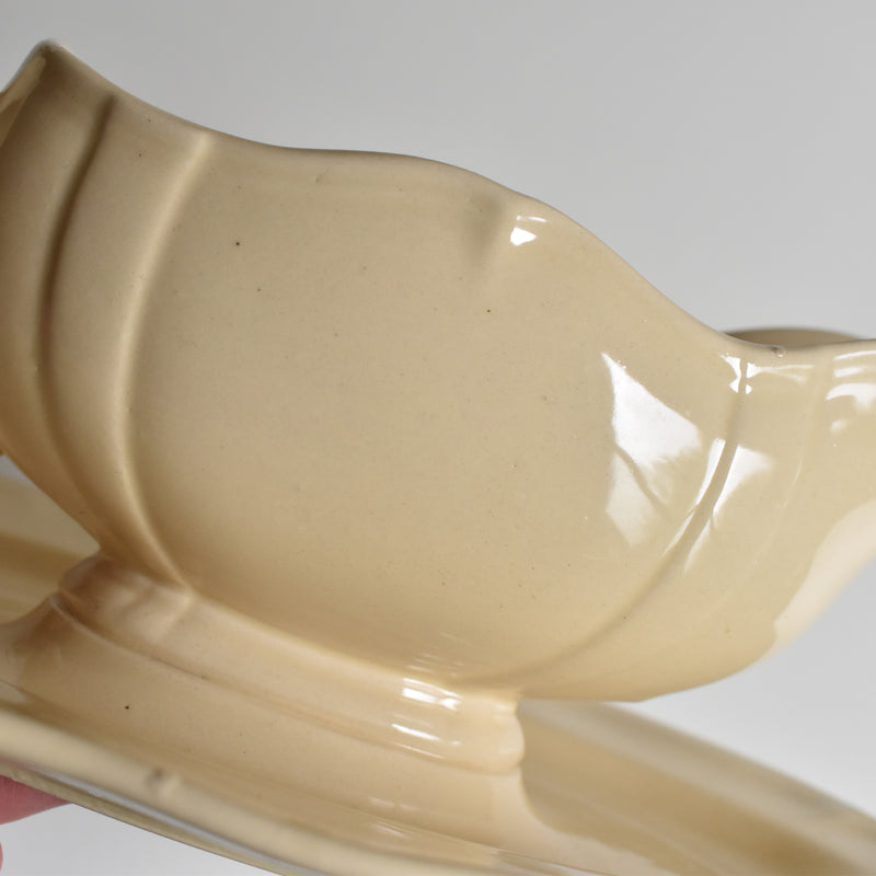 Vintage Sauce Boat Digoin & Sarreguemines Scalloped Rim