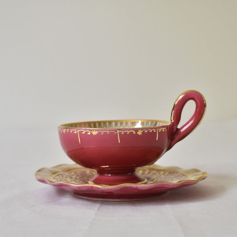 ア.ドラサンヴァル A.Dressinval コーヒーカップ＆ソーサー ピンク B