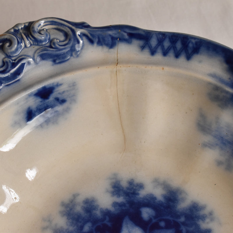 Antique Deep Plate, U&C Sarreguemines Jardiniere Blue